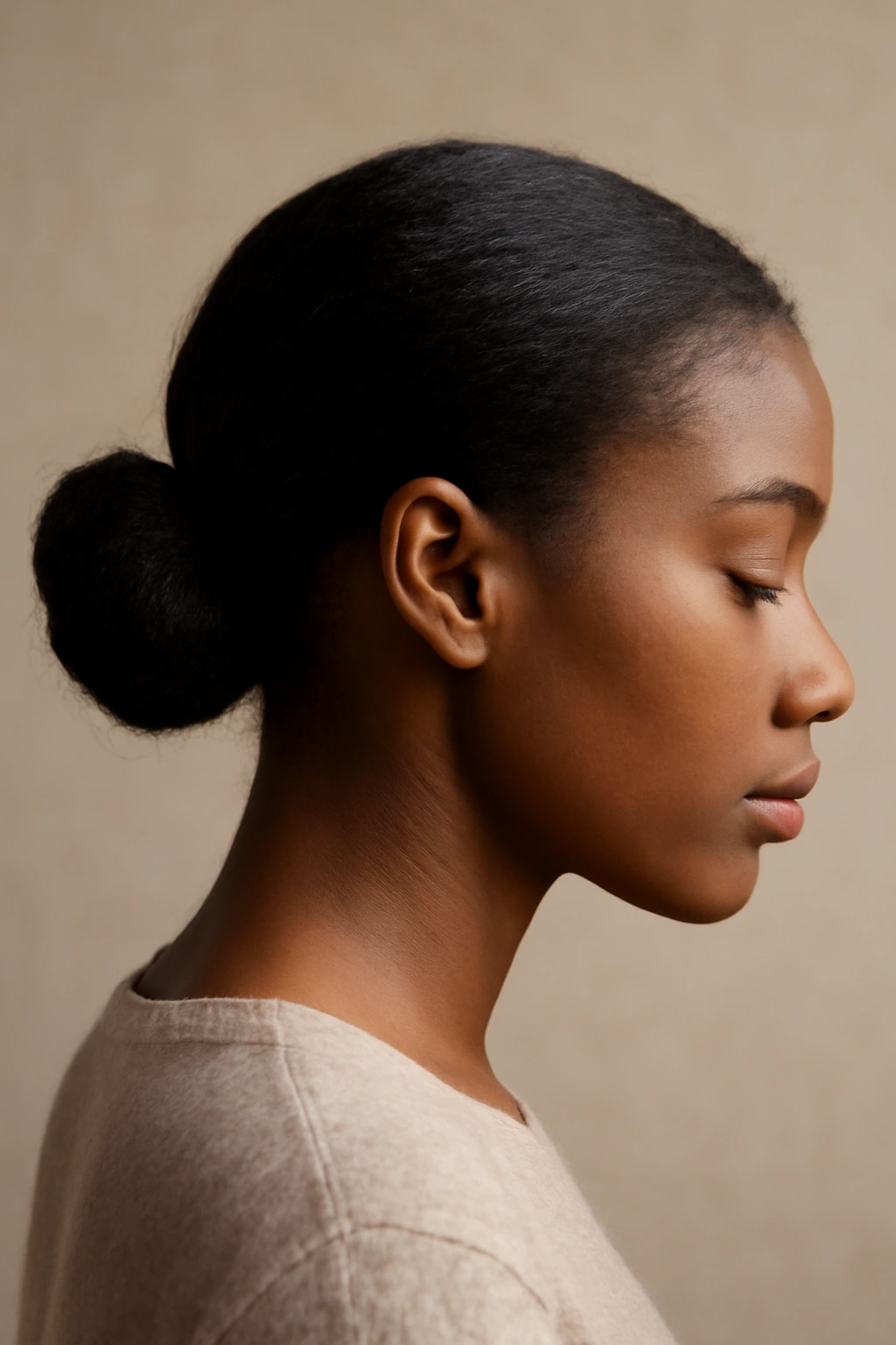 10 Natural Hair Growth Tips From Women Who Made It 1 Close-up of natural hair ends tucked into a protective bun