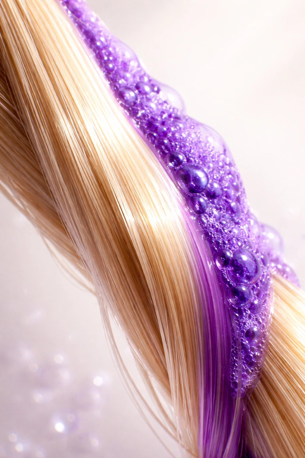 Glossy healthy-looking hair strand suggesting protein retention