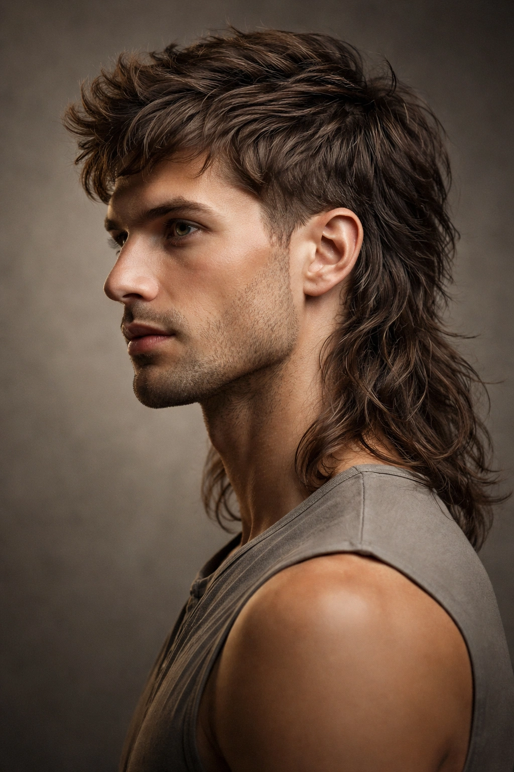Profile of proto-mullet with short front and long back