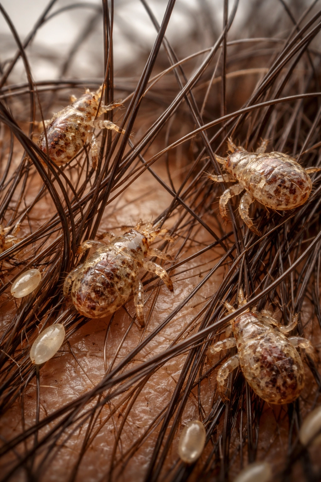 Close-up of pubic hair with visible lice