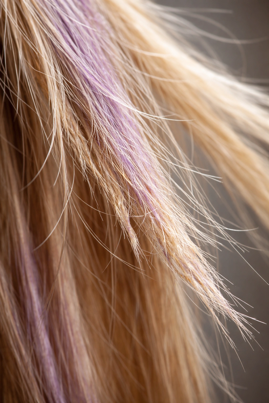 Dry, brittle hair with purple cast indicating wrong use