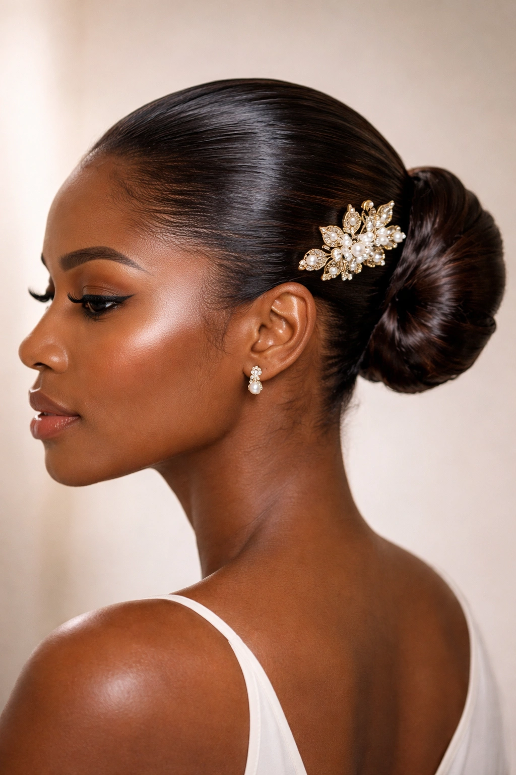 20 Gorgeous Pushback Hairstyles Every Black Woman Should Try 12 Polished pushback with a decorative hair pin and glossy hair