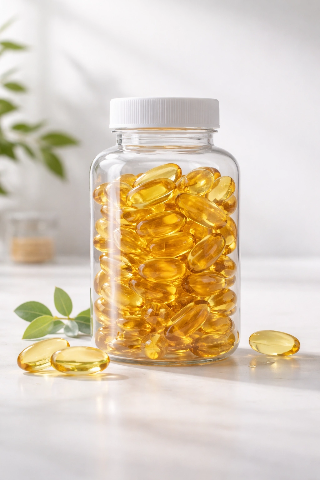 Minimalist bottle silhouette representing quality fish oil supplements
