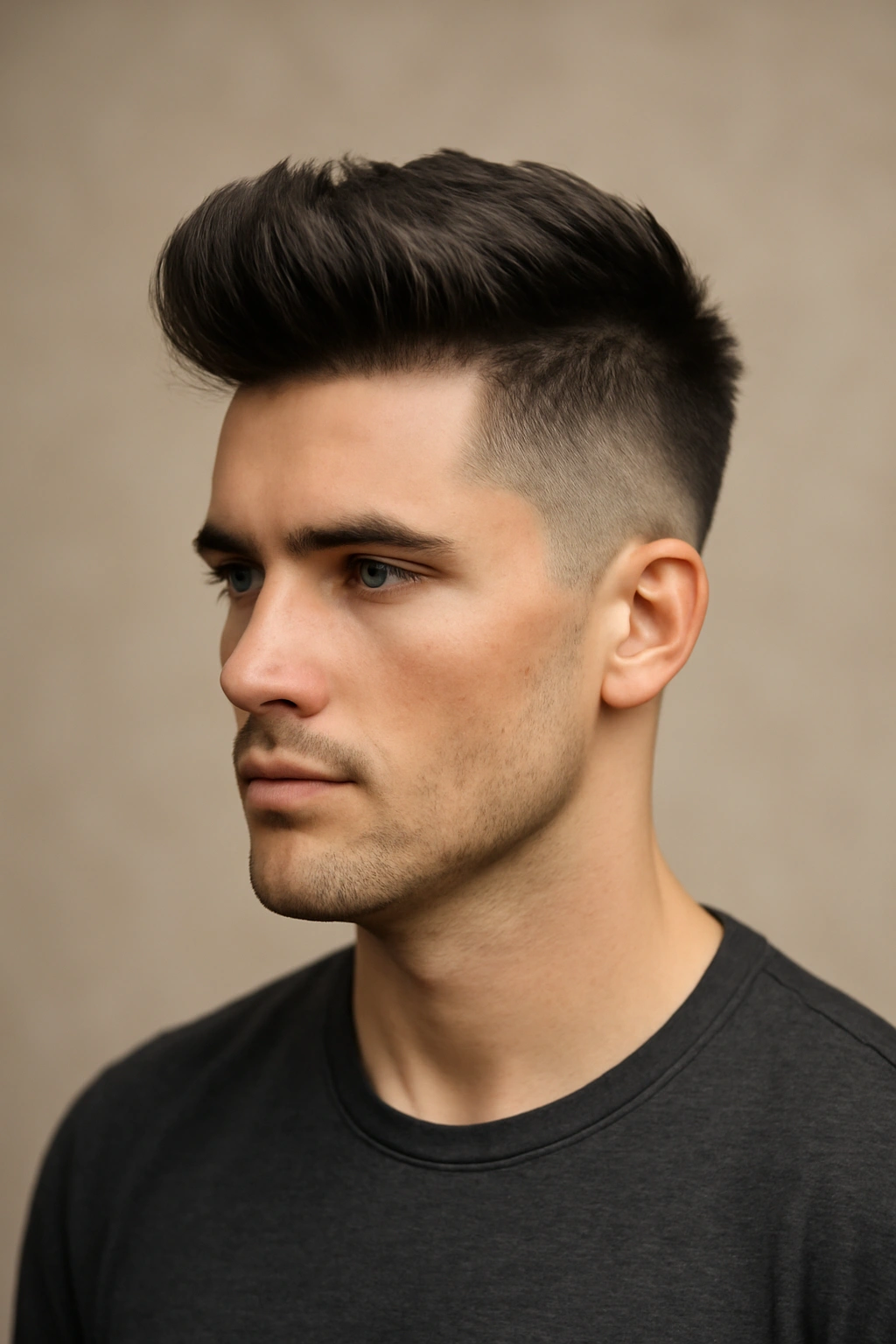 10 Edgy Short Hairstyles That Take Undercuts to Another Level 5 Portrait of a structured quiff undercut with a tall, sculpted quiff