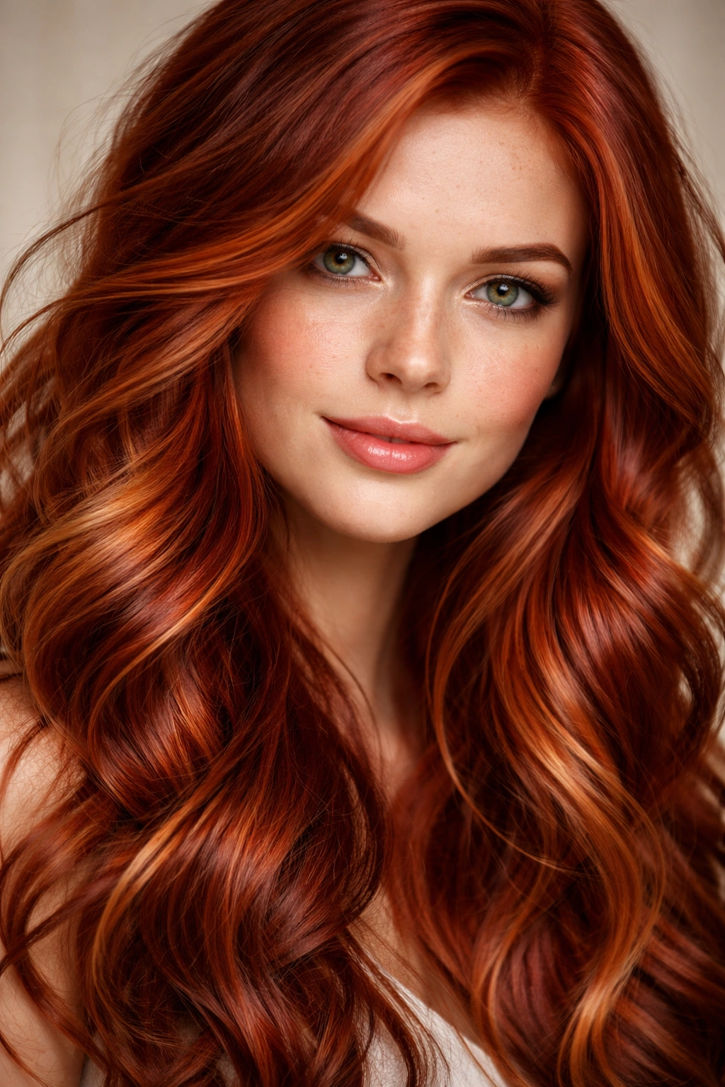 Close-up of natural red hair with burgundy and copper tones