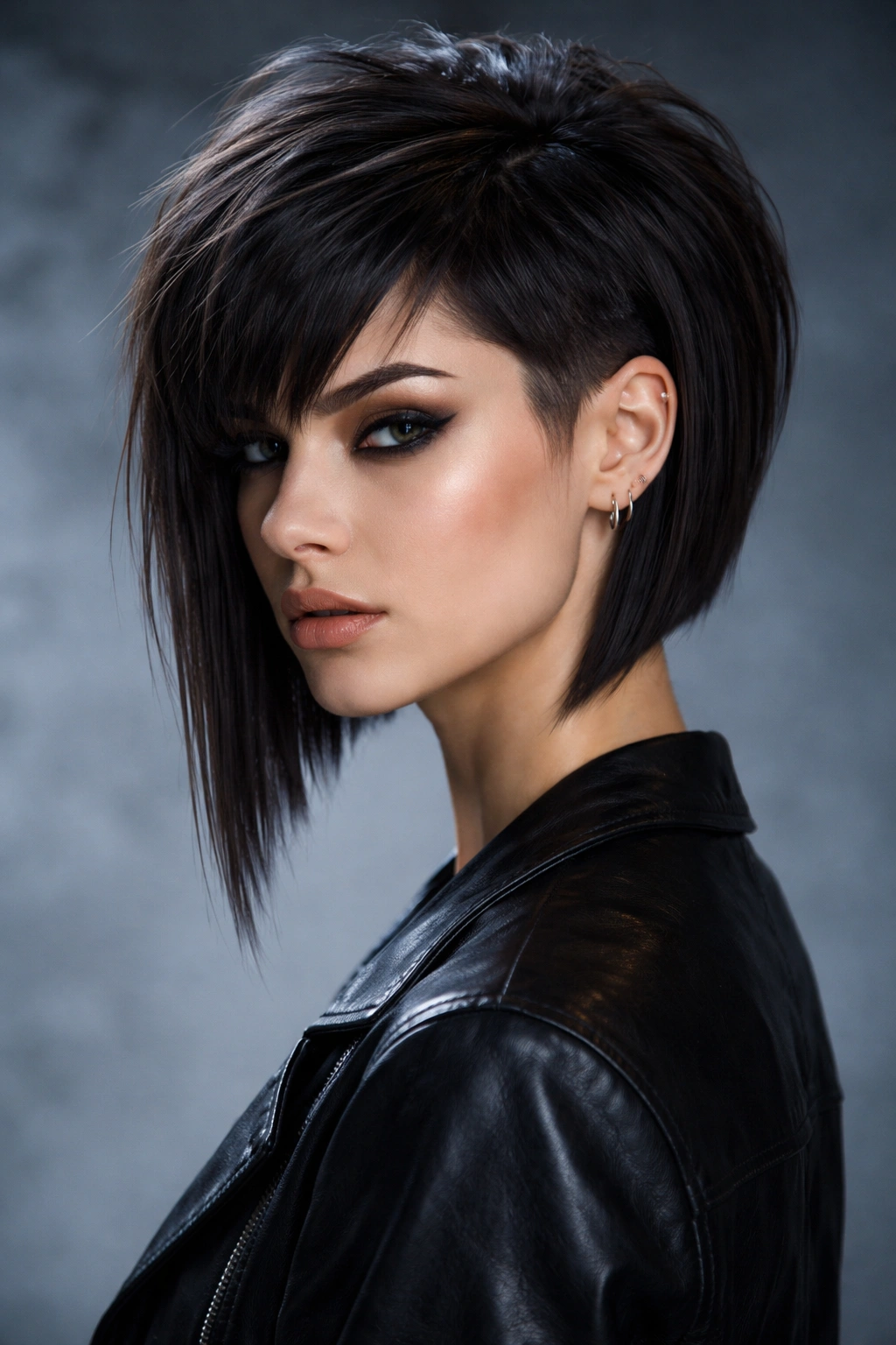 12 Edgy Bob Cuts For Women Who Love Bold Hair 8 Portrait of a person with a razor sharp disconnected bob showing a dramatic top and longer bottom.