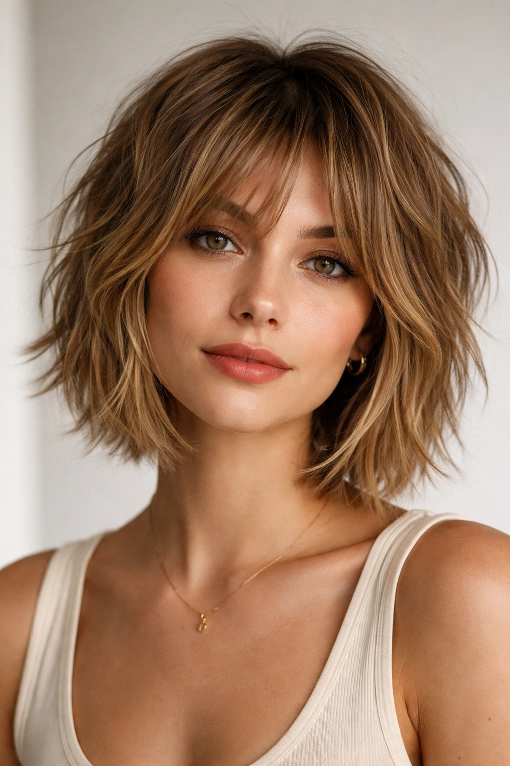 Razored textured bob shag with soft layers