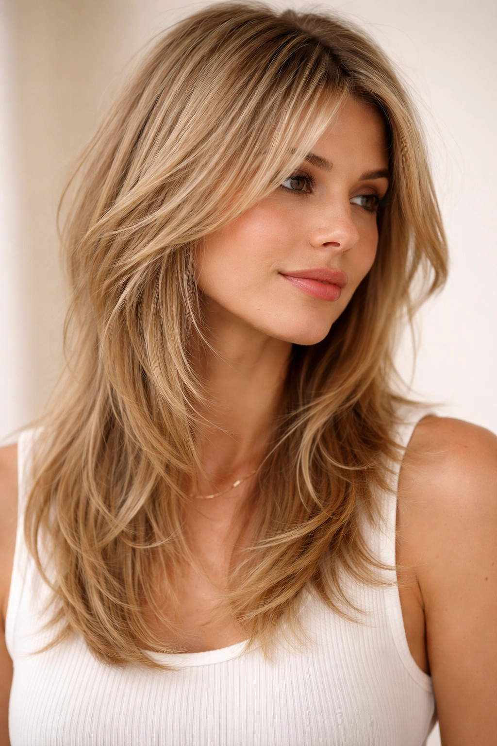 20 Medium Length Haircuts For Every Hair Texture 7 Close-up of fine hair with feathered razor layers for added volume