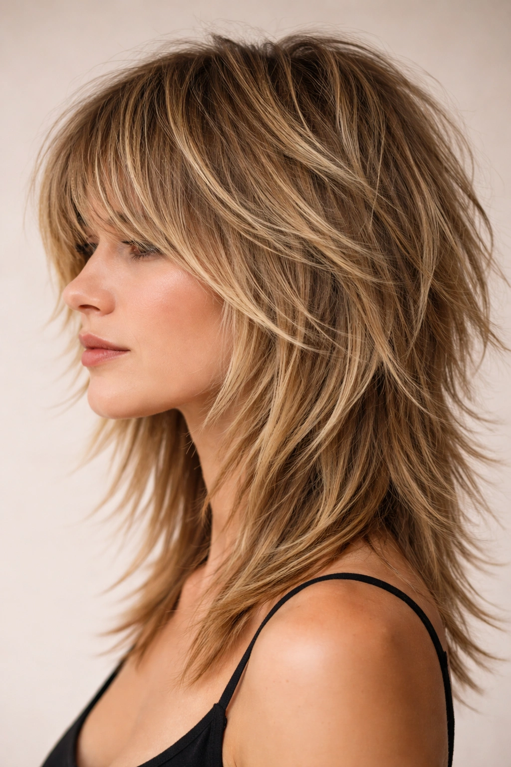 15 Medium Shaggy Hairstyles With Tons Of Texture 15 Close-up of razored shag with choppy feathered ends and texture