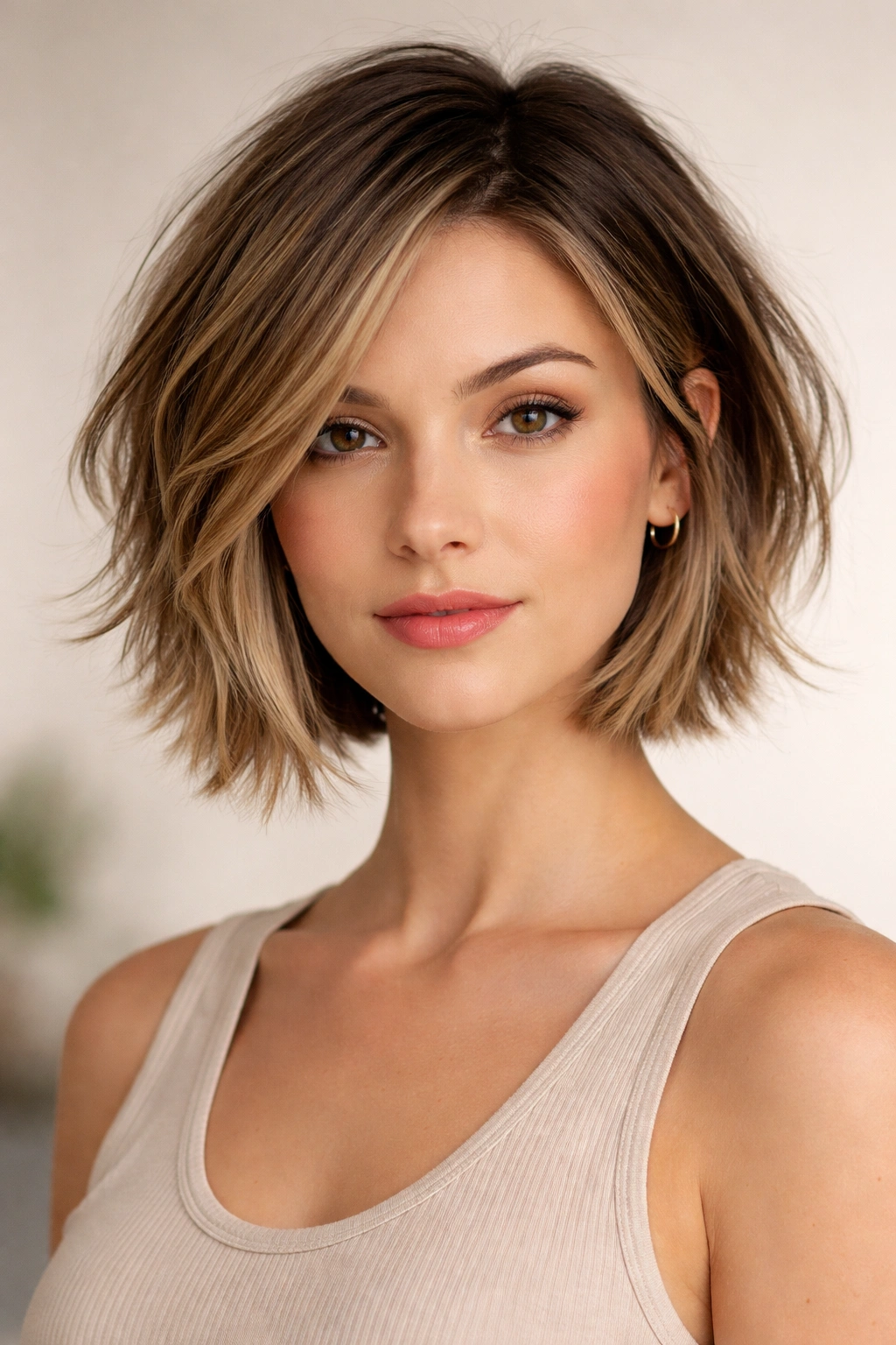 Chin-length Razored Textured Bob with sharp piece-y layers