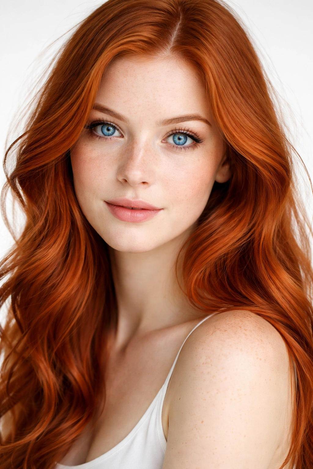 Alt: Portrait of a red-haired person with blue eyes highlighting the rare red hair and blue eyes combination
