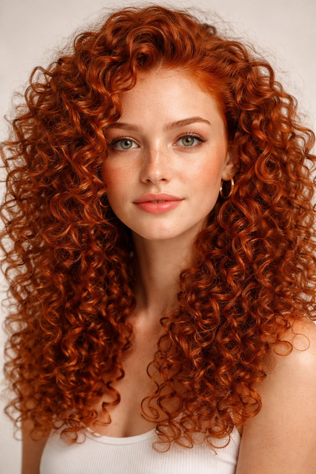 Close-up of natural red hair with tight curls showing rare texture-color combination.