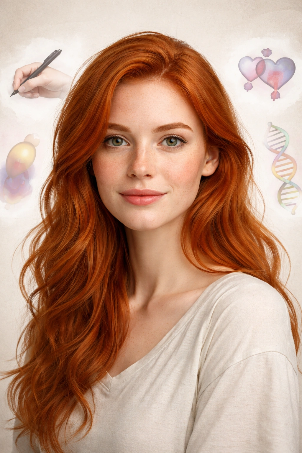 Redheaded portrait hinting at correlations like left-handedness and bruising