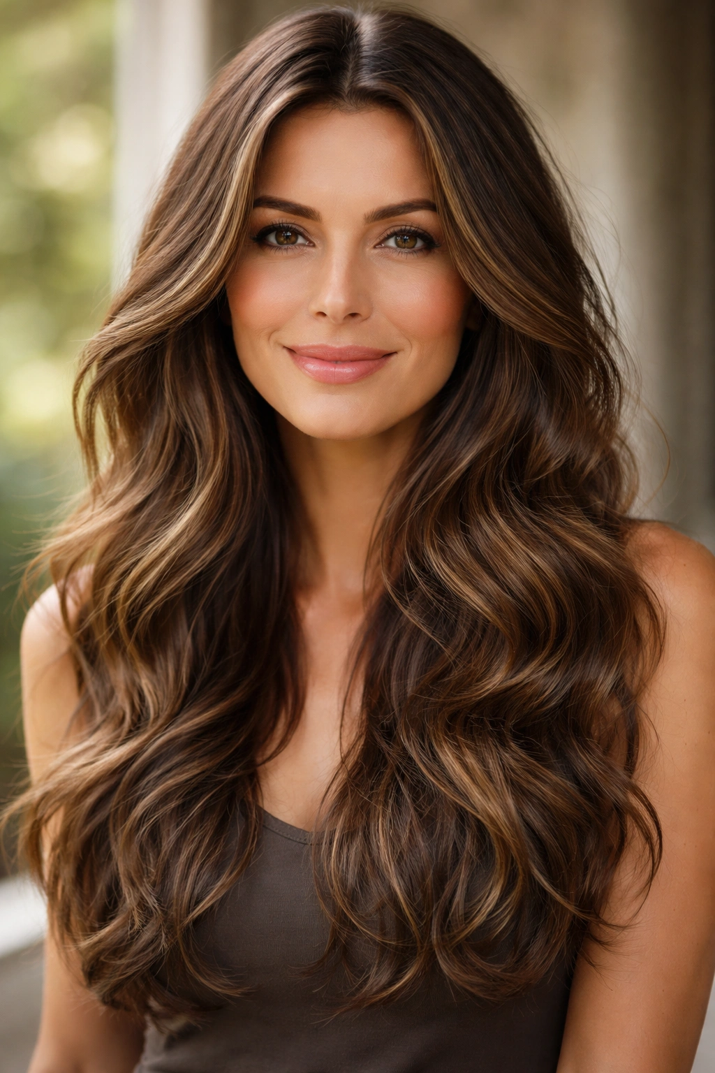 Relaxed, loose waves in soft brunette tones