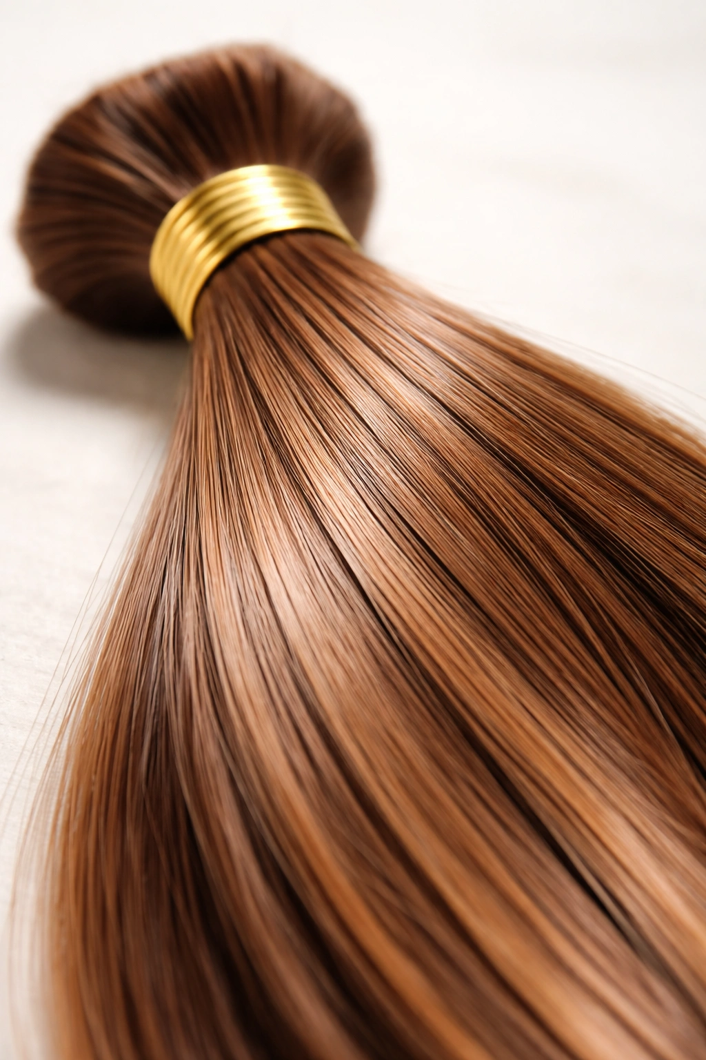 Close-up of Remy hair cuticle alignment from root to tip