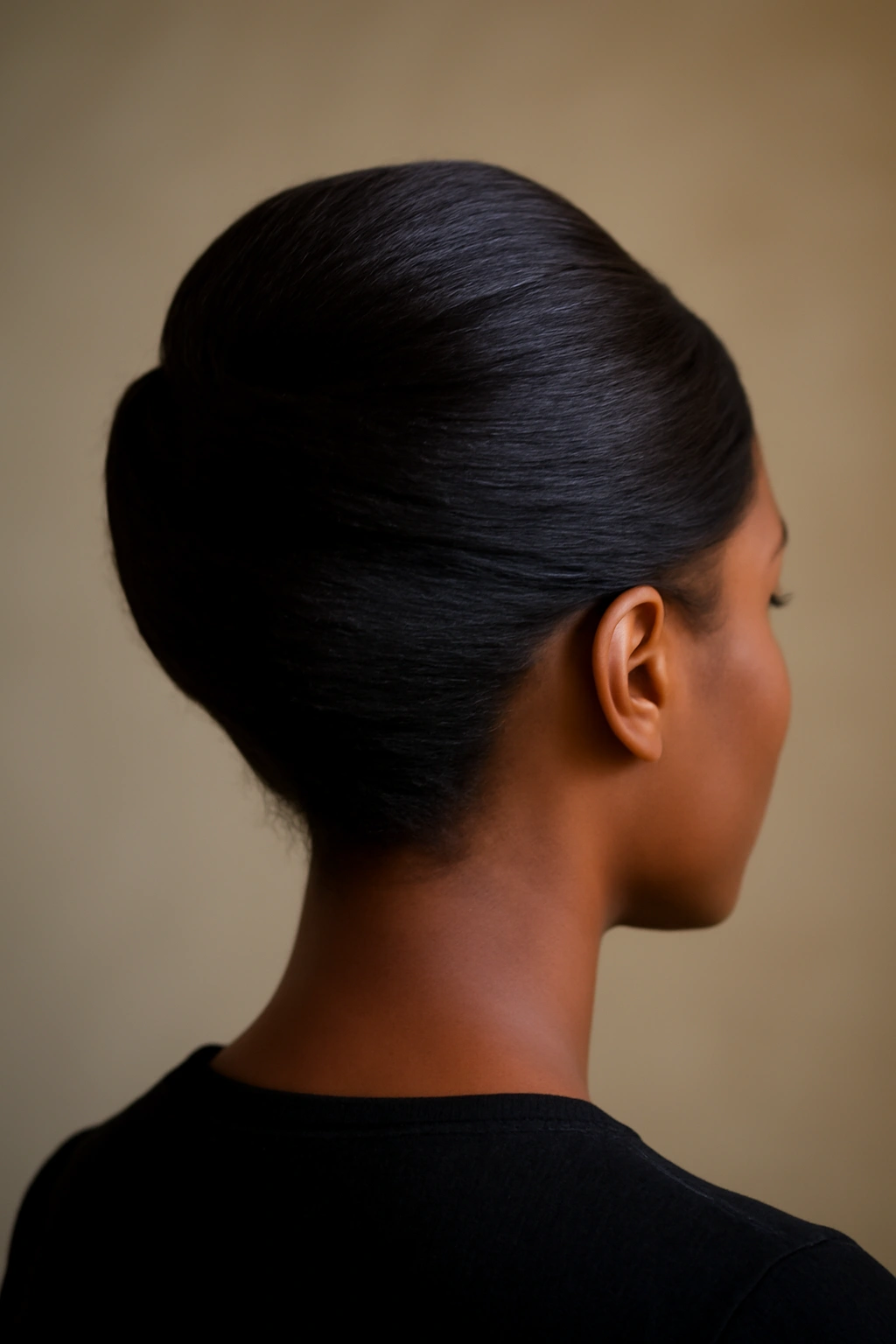12 Elegant French Roll Updos Every Black Woman Needs 10 Exterior rolled French roll visible on top, creating a modern sculptural silhouette