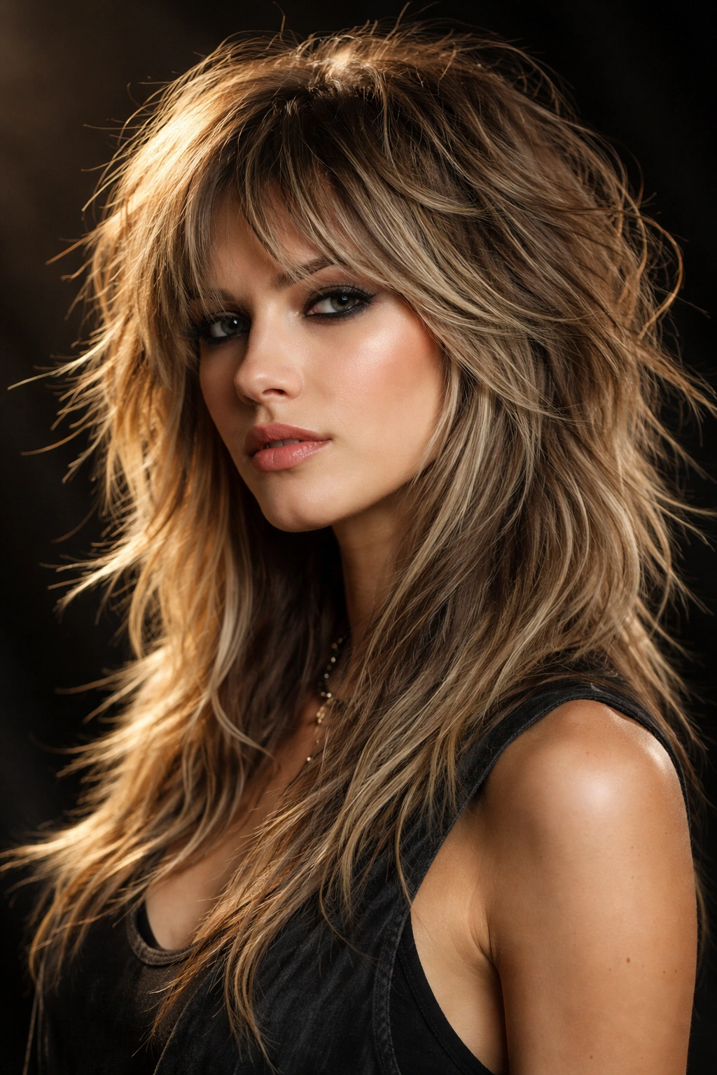 Rock-and-roll shag hairstyle with bold texture