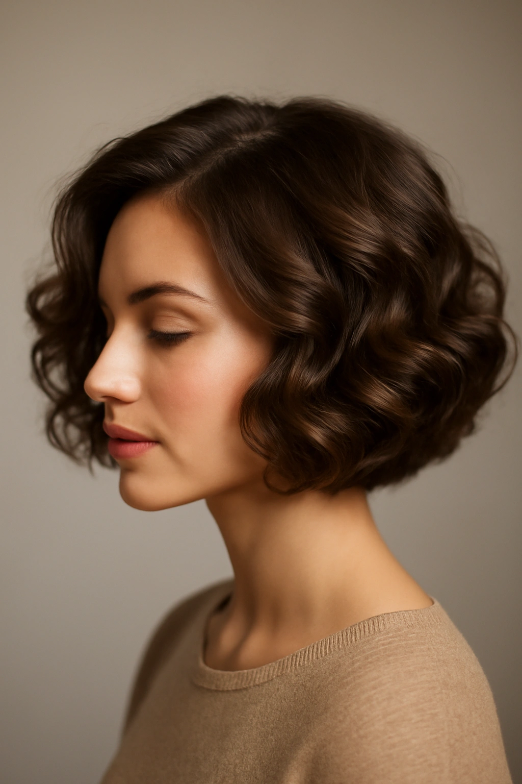 10 Gorgeous Night Out Hairstyles for Short Hair 8 Romantic curled bob with soft volume and gentle waves in a studio setting