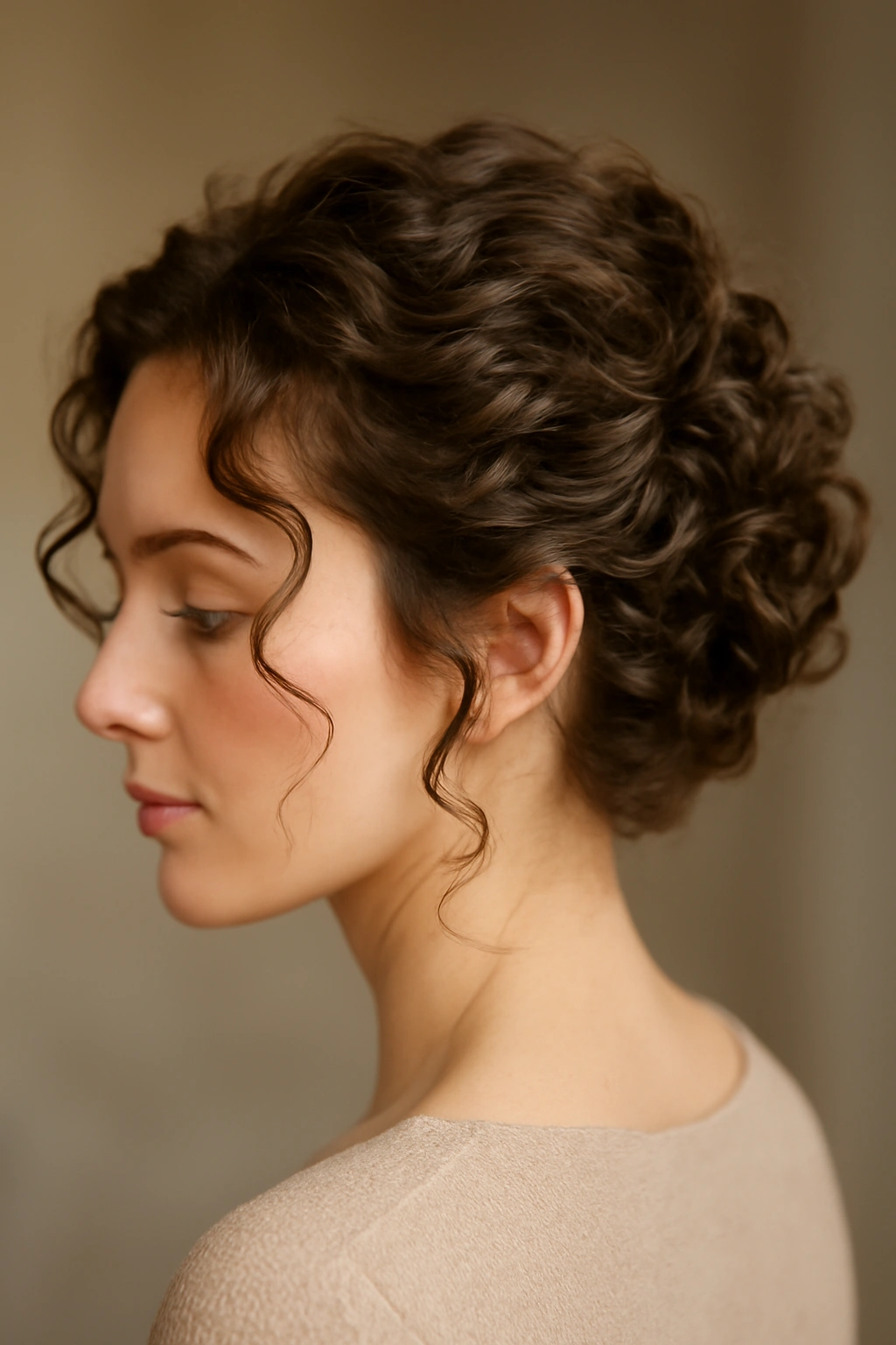 10 Birthday-Ready Hairstyles for Women With Short Hair 9 Romantic curly updo on short hair with curls framing the face
