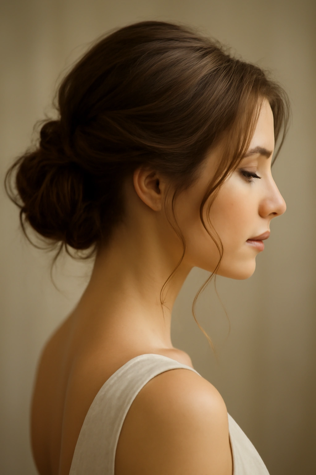 8 Romantic Updos for Weddings and Date Nights 2 Soft, loose low bun with face framing pieces for a romantic look