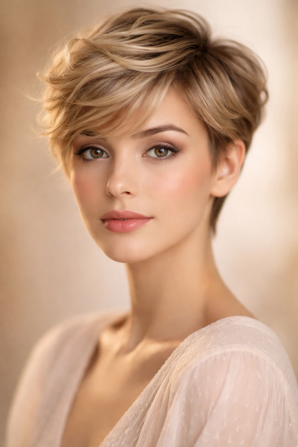 Romantic pixie with soft waves and feminine movement