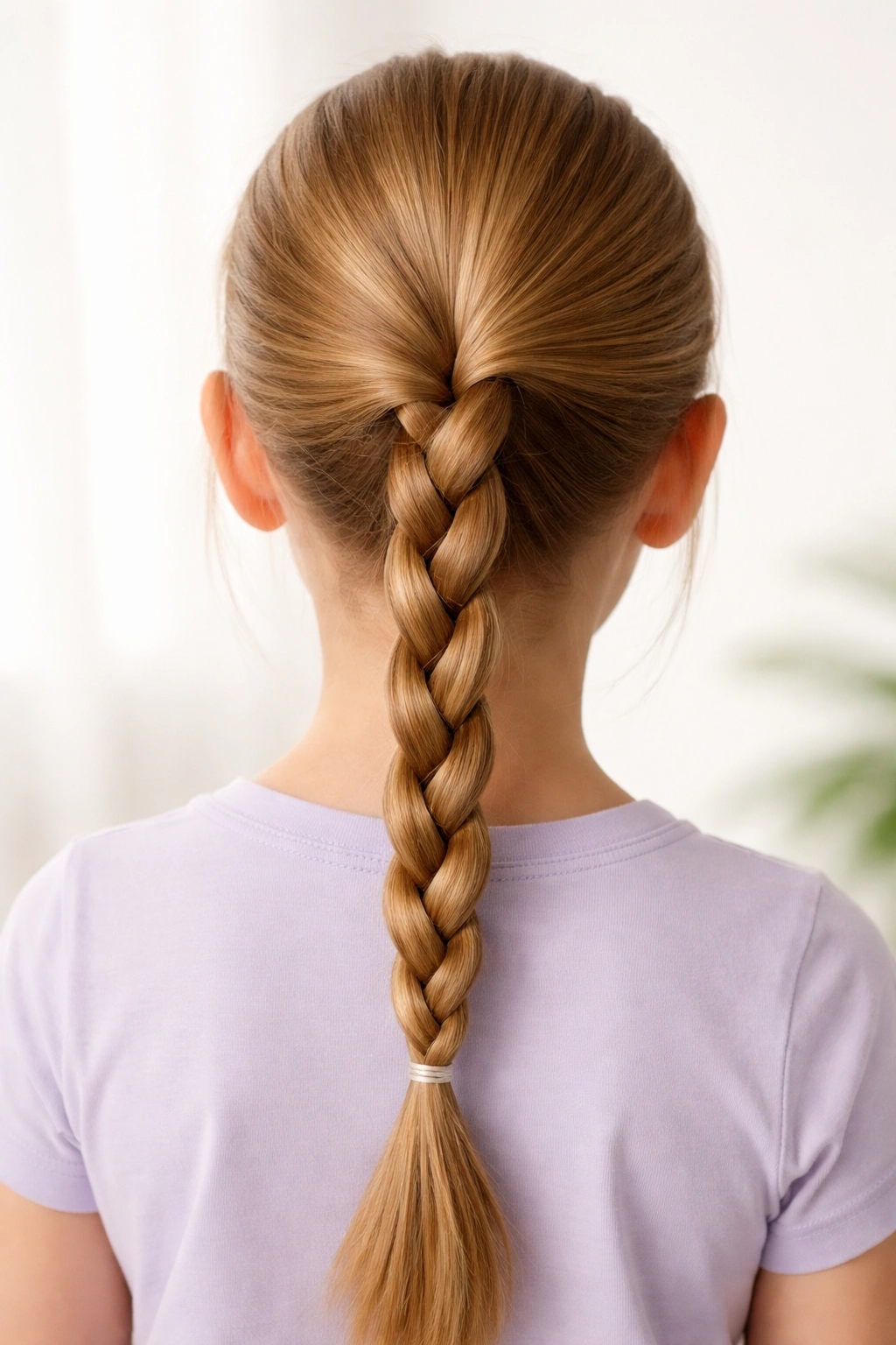 Close-up of a child’s hair in a rope braid showcasing twisted texture