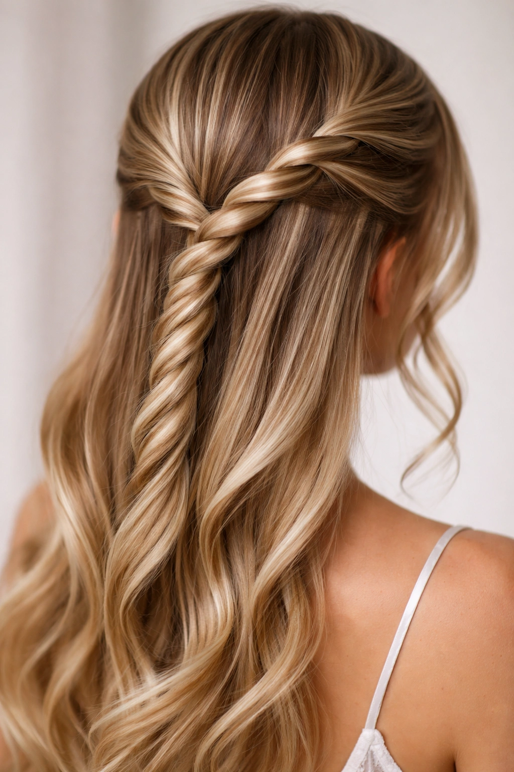 Close-up of rope braid twist along the crown area