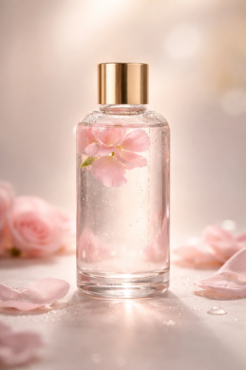 Close-up of rose water bottle with soft glow, illustrating final verdict.