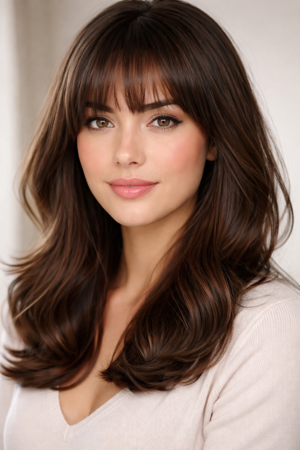 12 Bang Styles For Medium Hair To Try Next 10 Rounded bangs curved across the forehead on medium-length hair