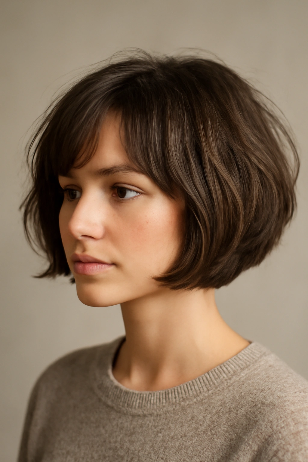 25 Short Hairstyles That Will Instantly Upgrade Your Look 10 Chin-length rounded bob with soft textured layers.
