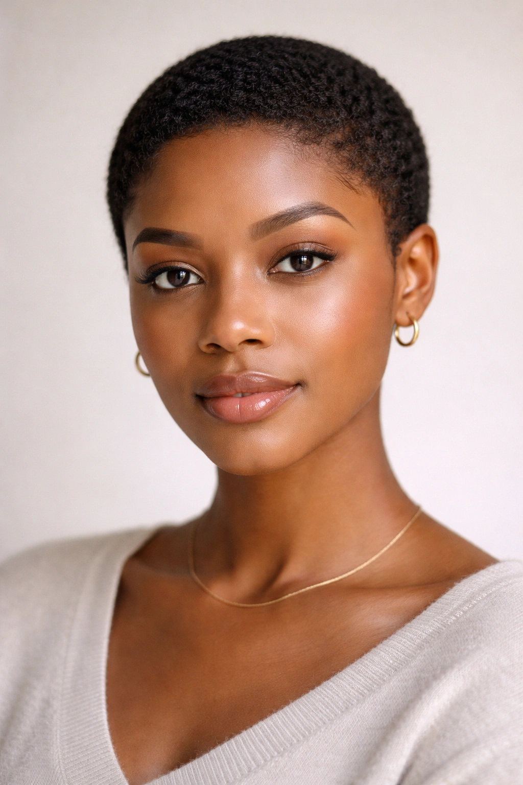 20 Short Natural Hairstyles You Ll Want To Try 10 Frontal view of a short rounded crop on natural hair.