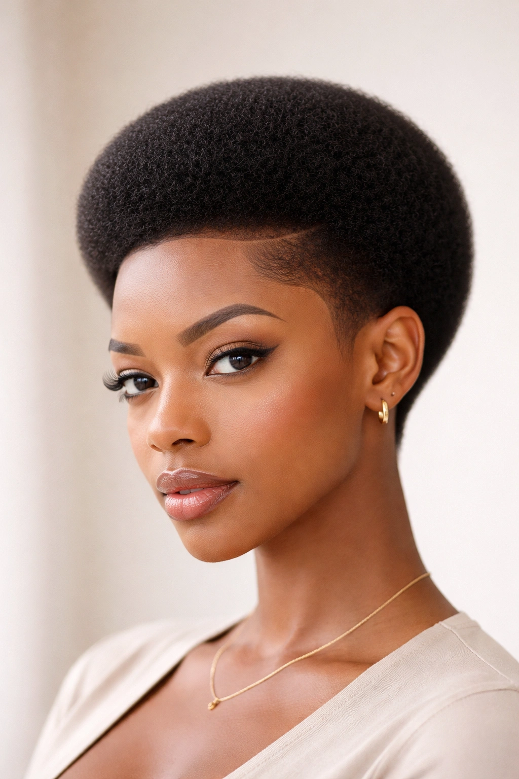 15 Short Afro Hairstyles That Look Absolutely Gorgeous 9 Rounded crown hairstyle with precise edges and clean hairline