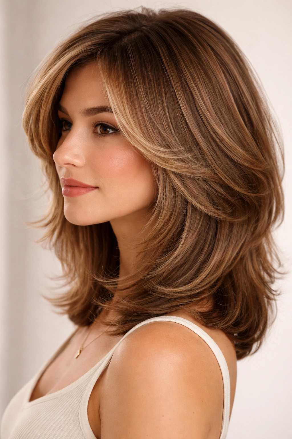 Hair with rounded layers following head curve