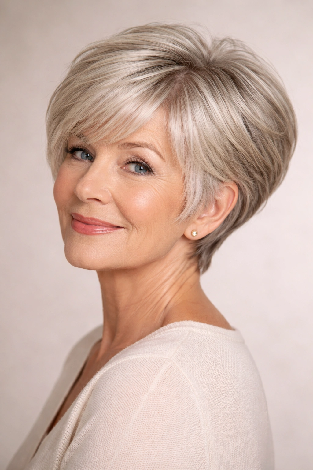 Portrait of a rounded pixie bob with longer top