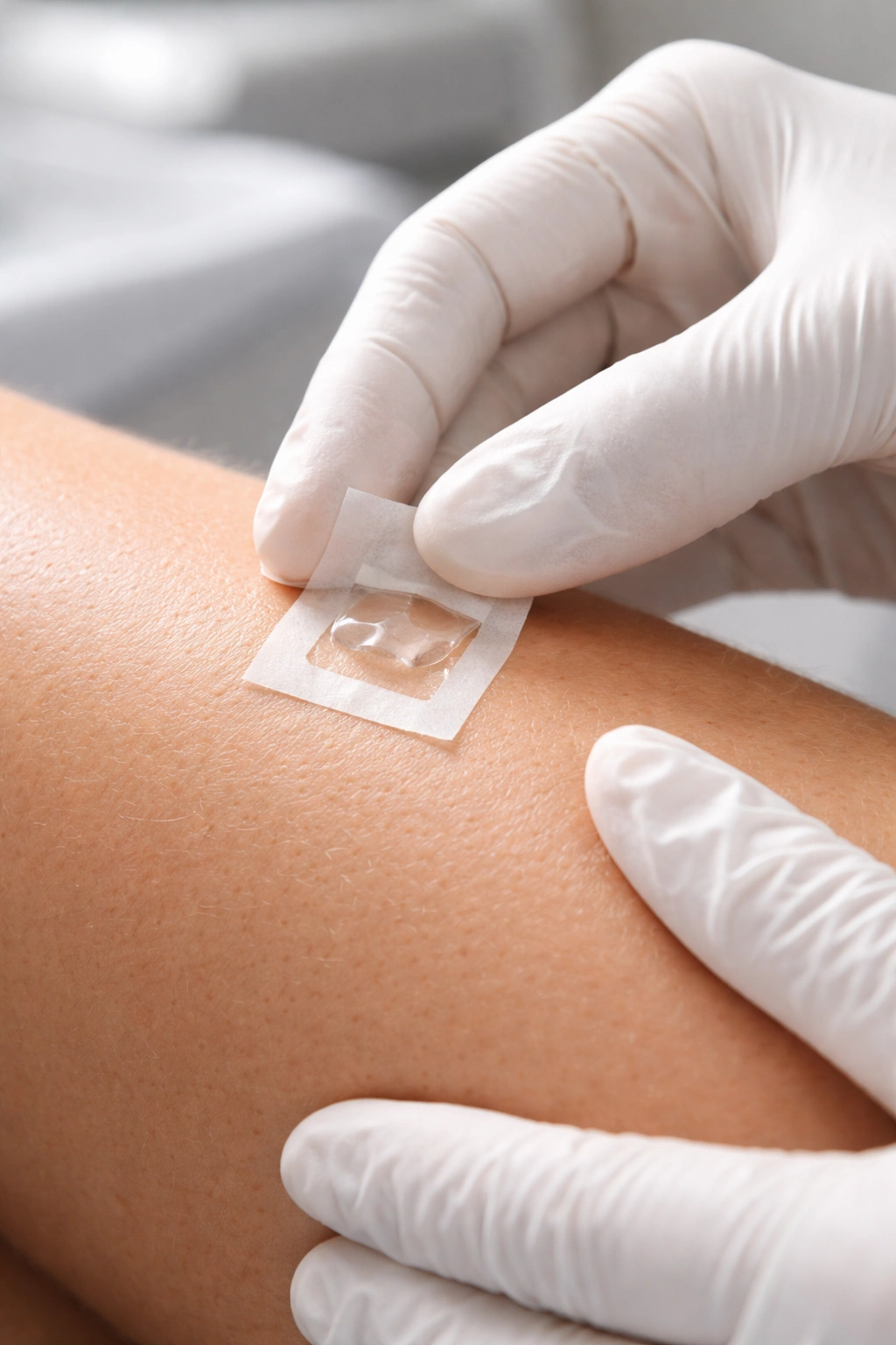 Patch test on skin in clinical setting