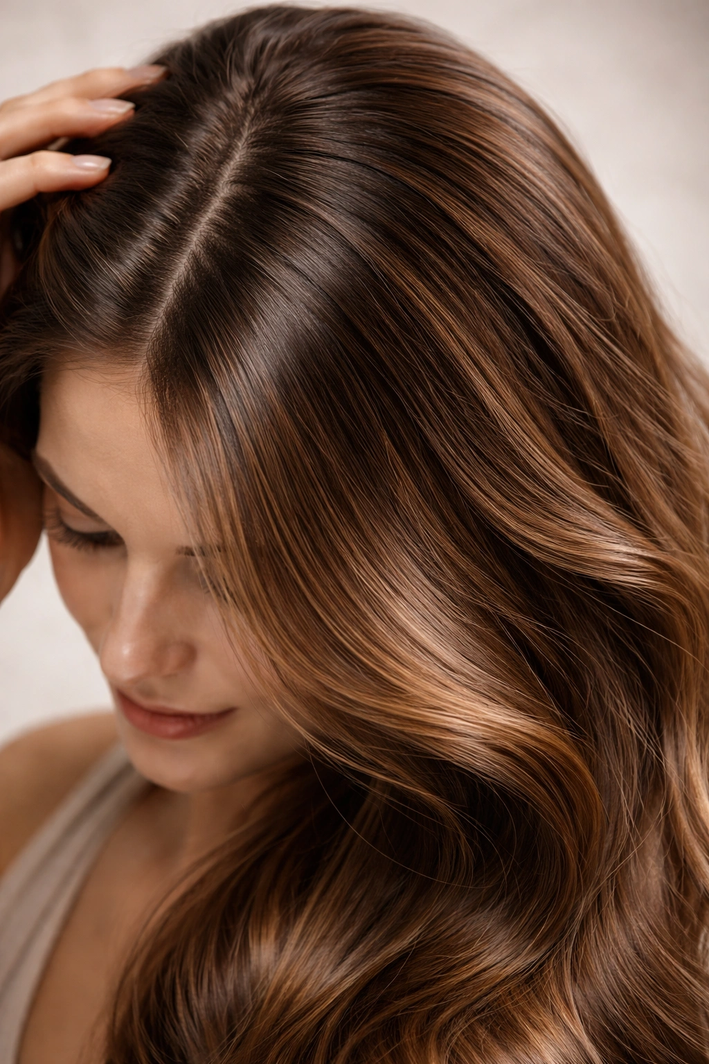 Close-up of healthy scalp and shiny hair illustrating the importance of washing schedule