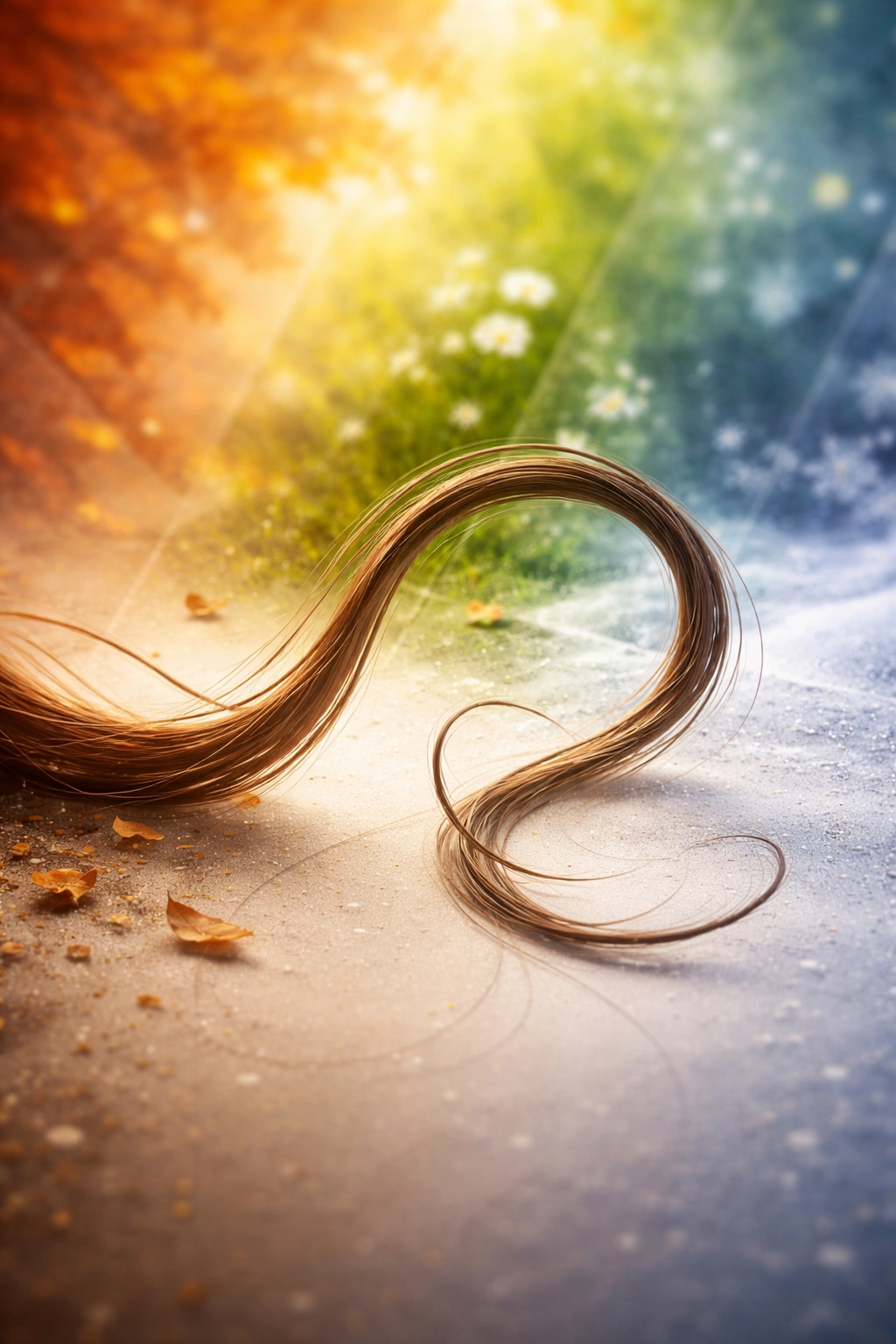 Single hair on a gradient background representing seasonal shedding changes