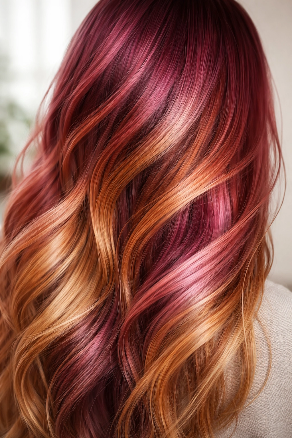 Close-up of glossy hair color with gentle fade indicating semi-permanent dye results