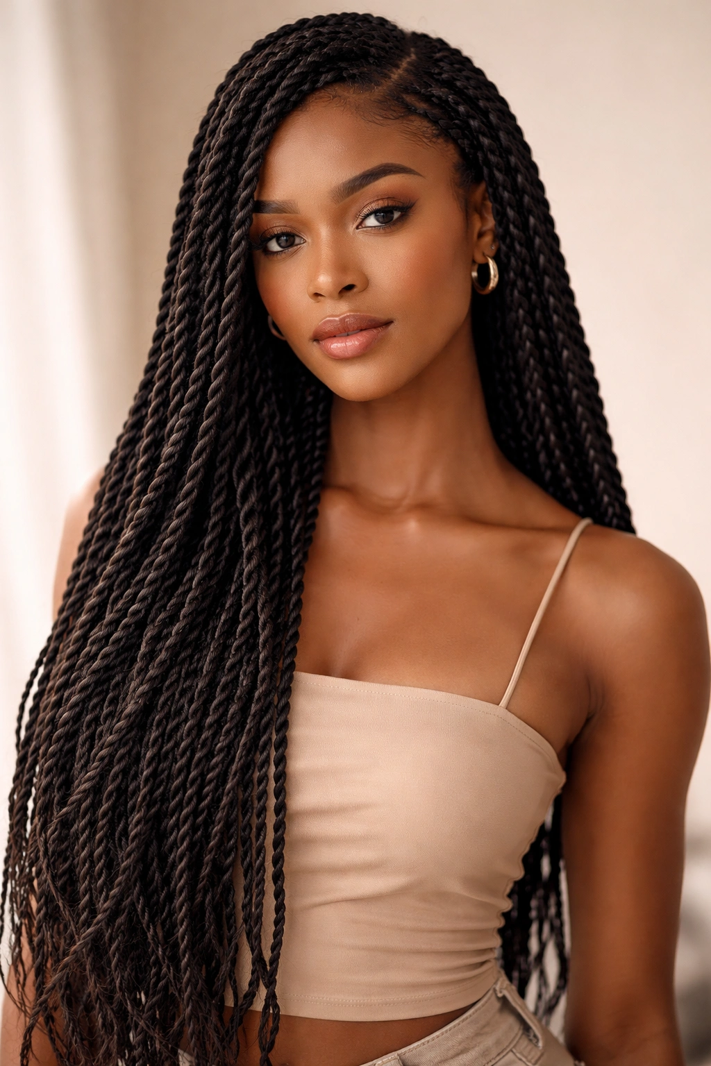 25 Braided Hairstyles For Black Women To Bookmark 4 Two-strand Senegalese twists with rope-like texture