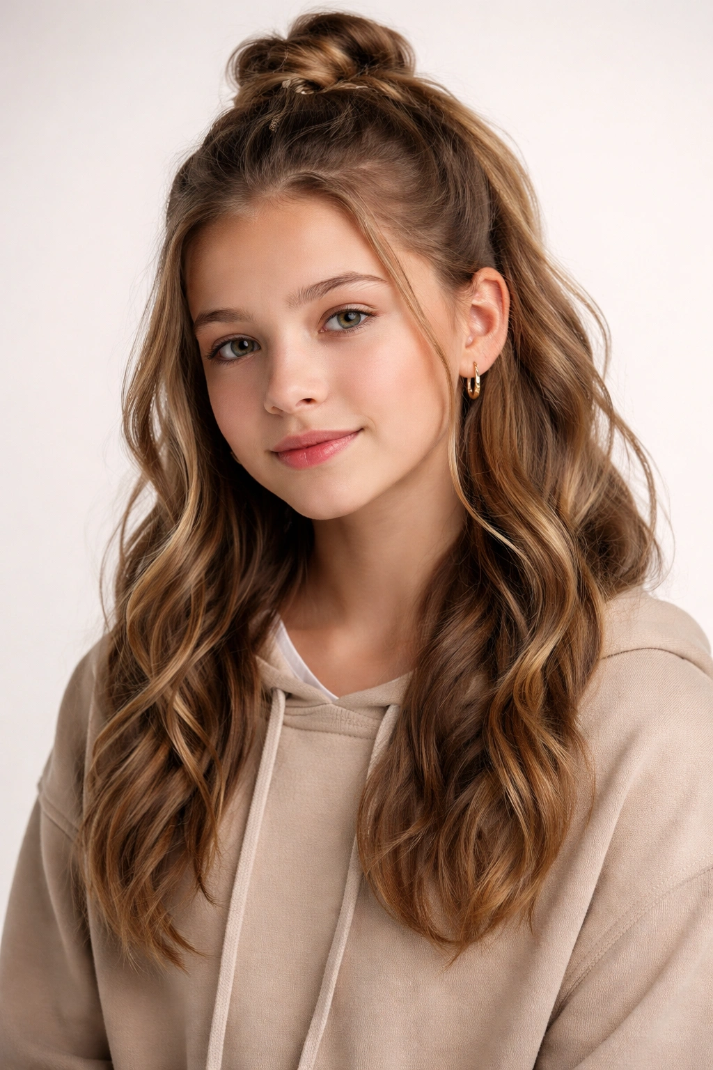 Portrait of a seventh-grade student with a stylish hairstyle conveying confidence