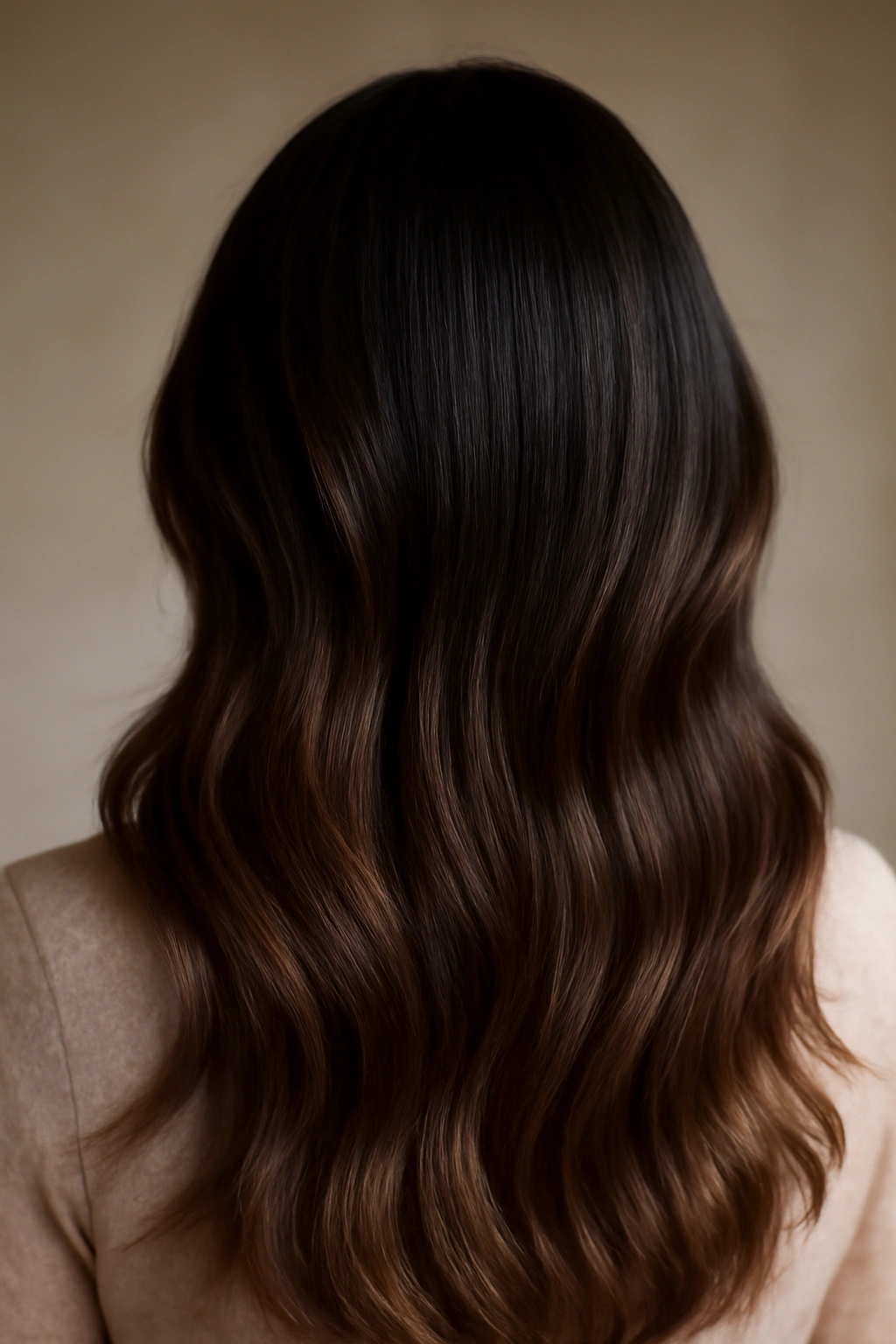 15 Dark Chocolate Hair Ideas That Look Rich and Luxurious on Every Skin Tone 6 Shadow-rooted dark chocolate hair gradient from roots to ends