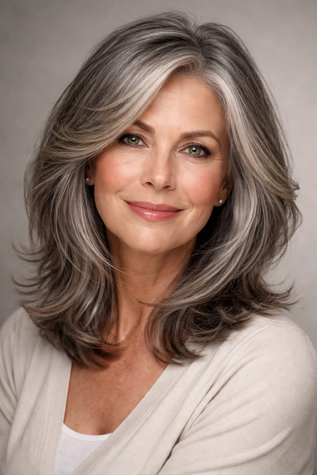 Portrait of a woman with halo layers around the face and subtle shadow rooting