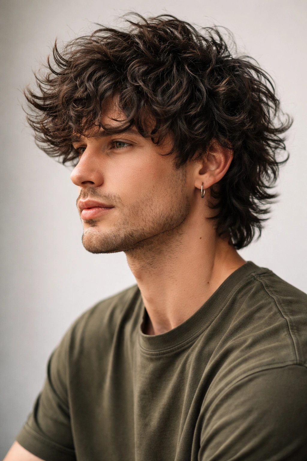 12 Haircuts For Men With Naturally Curly Hair 5 Portrait of man with layered shag haircut for curly hair showing volume