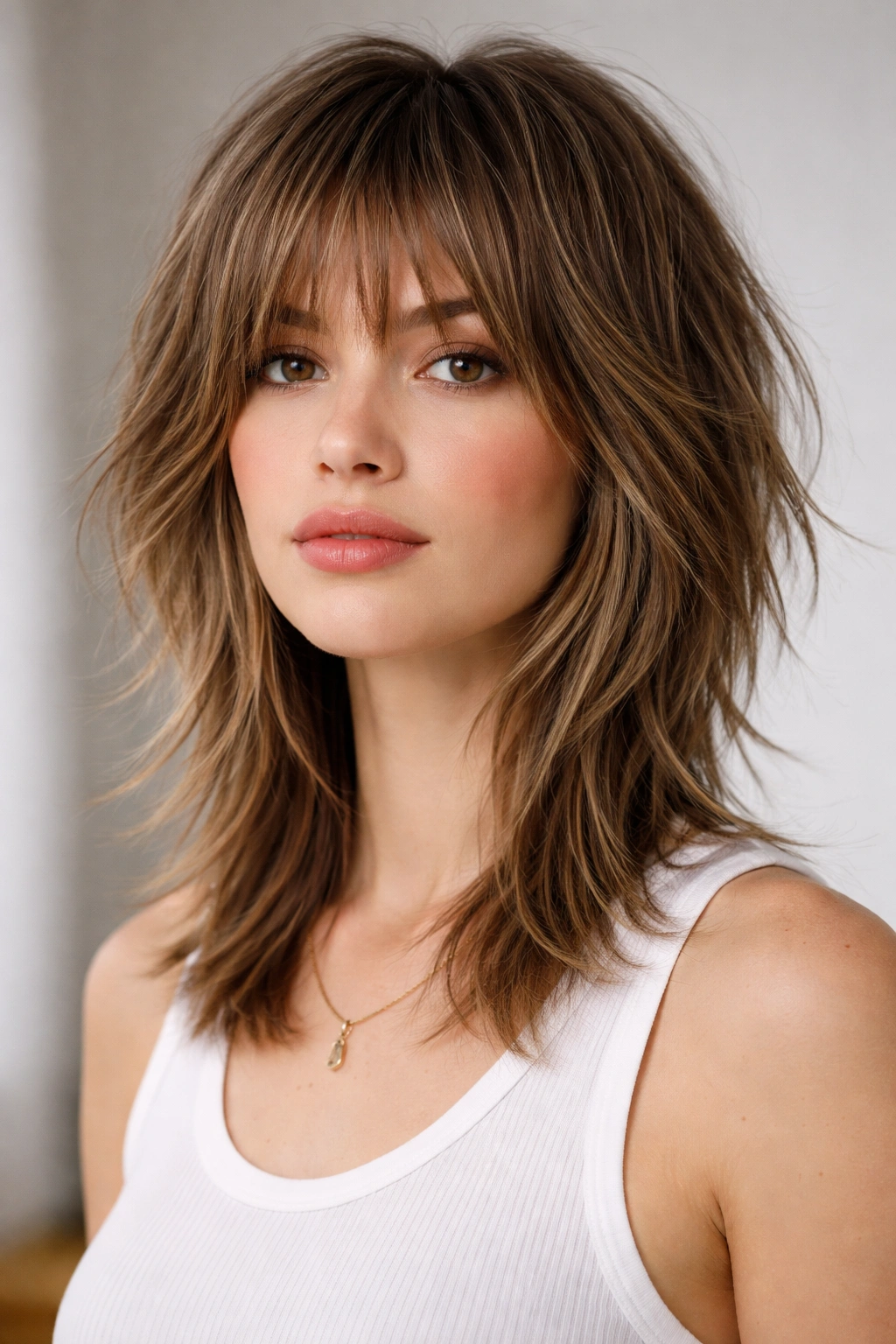 15 Short Haircuts That Work Best On Straight Hair 6 Portrait of a person with a modern shag cut showing layered texture on straight hair