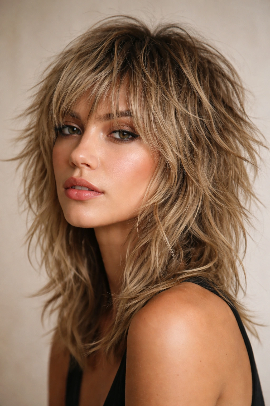 15 Shaggy Haircuts Women Want This Season 7 Close-up of a tousled shag hairstyle with choppy layers and matte texture paste.