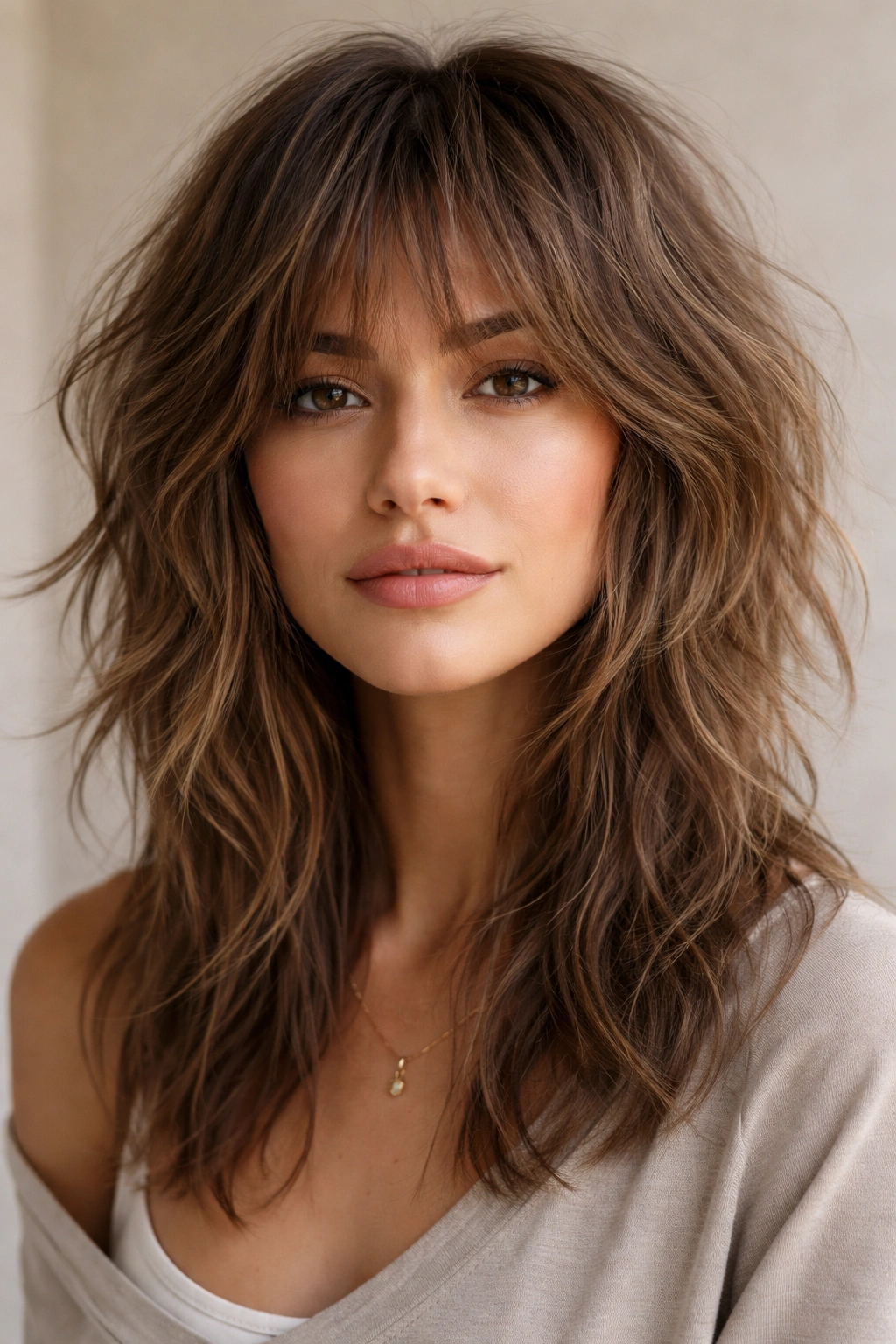 12 Low Maintenance Short Cuts You Can Air Dry 4 Shag haircut with abundant layers and volume in a studio portrait