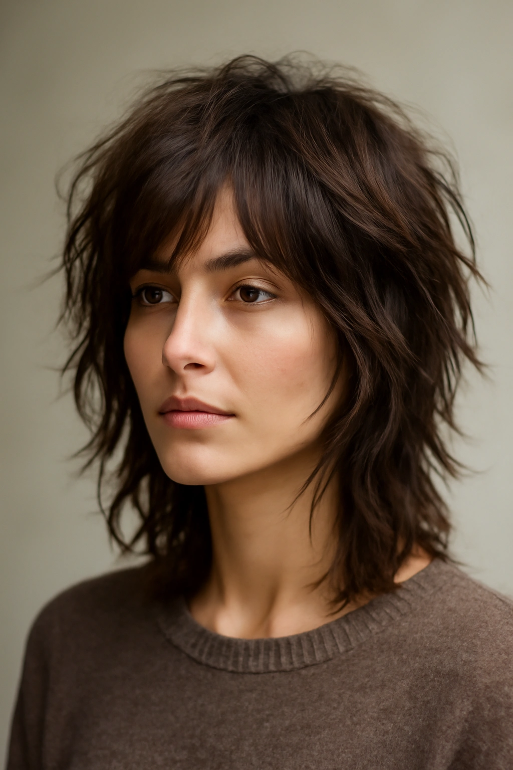 25 Hairstyles For Women Sorted By Length 9 Portrait showing textured layered shag with tousled styling