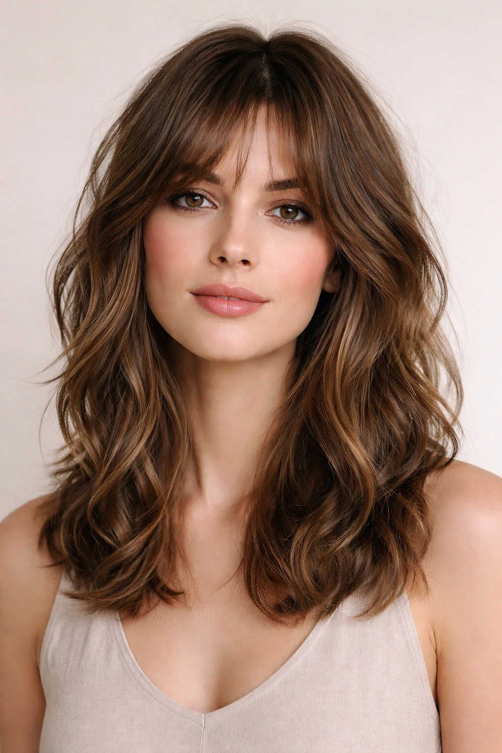 Medium-length shag with waves and layered texture framing the face.