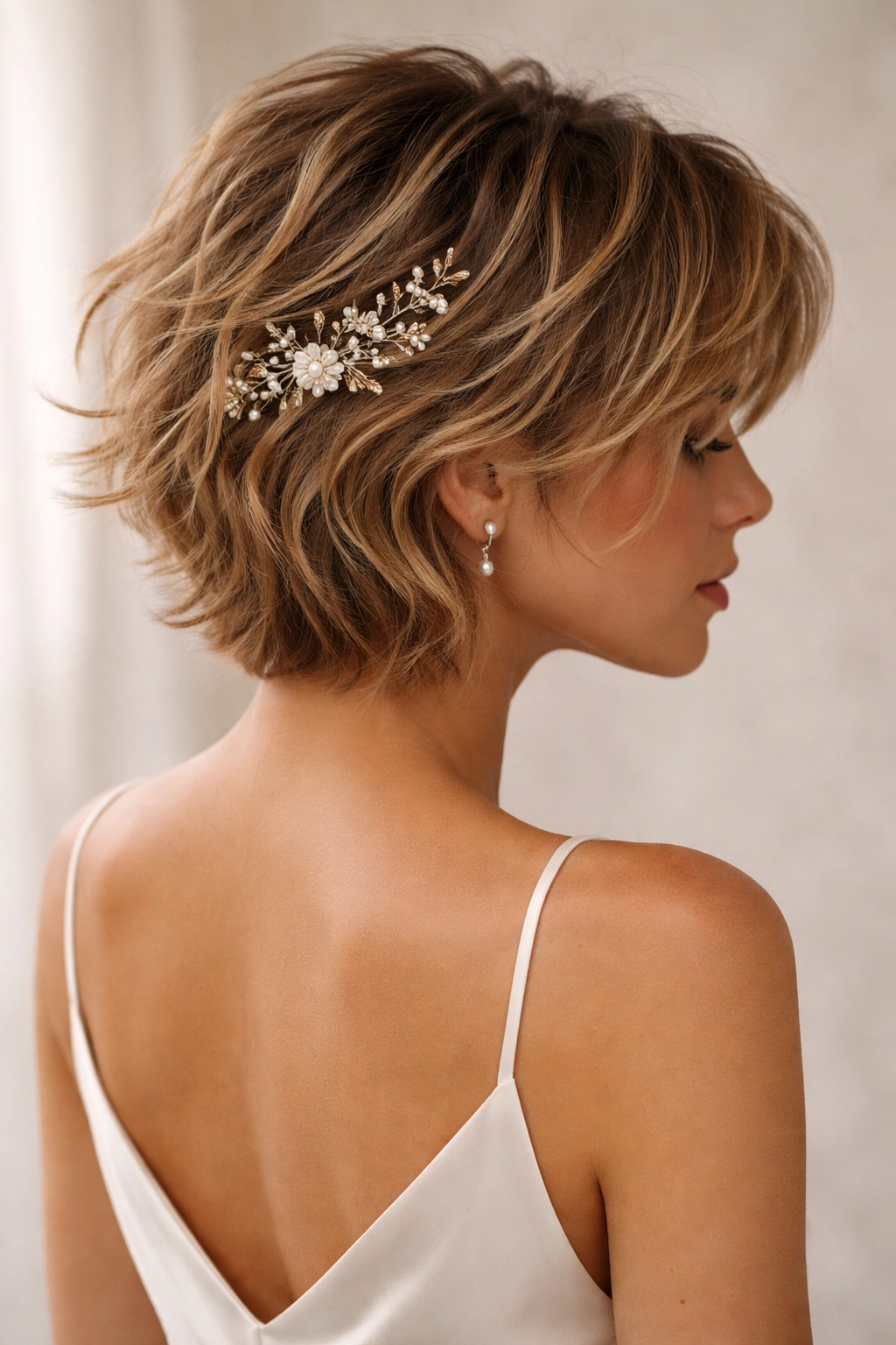 Short textured shag with delicate accessory woven through