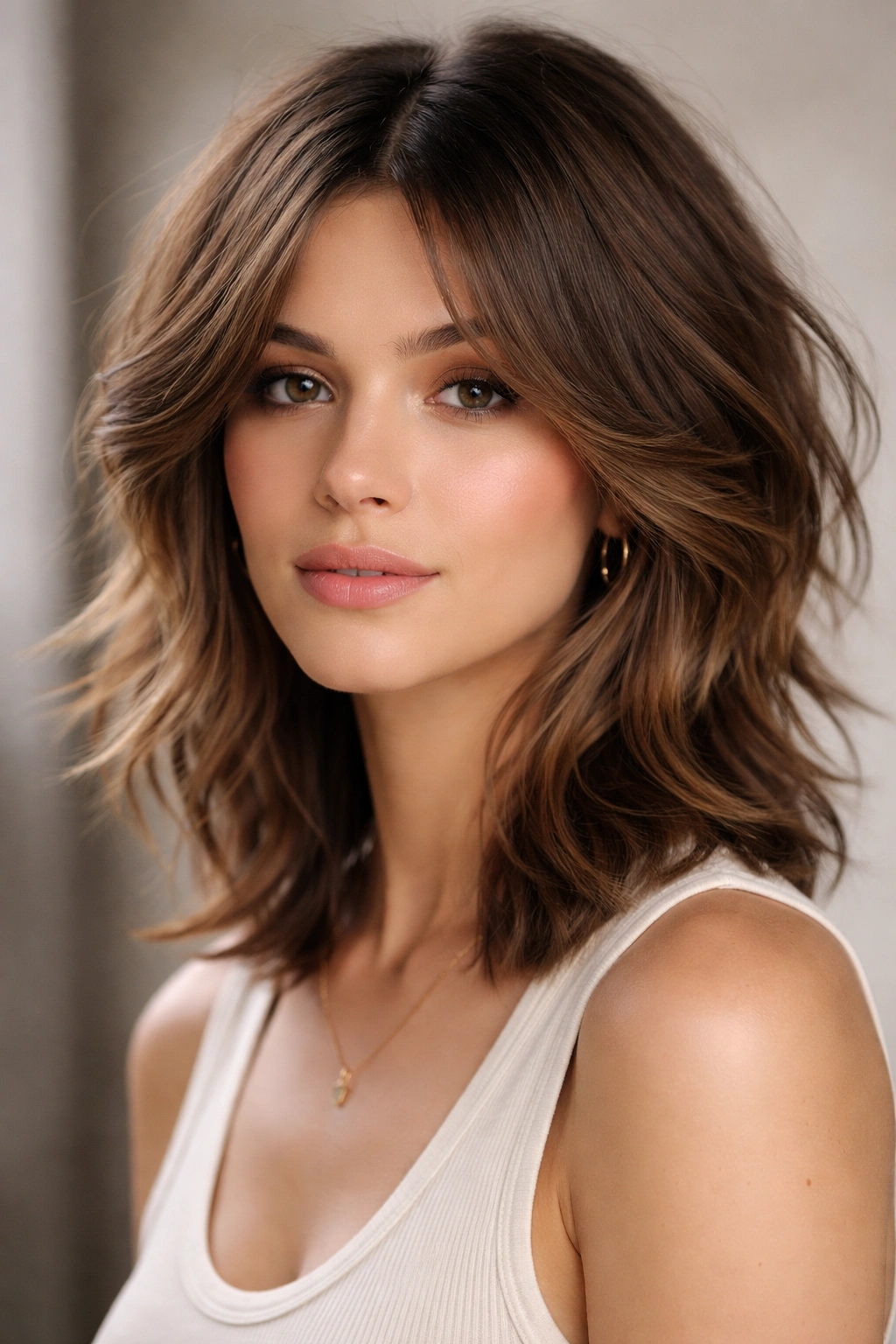 12 Middle Part Short Haircuts To Try At Your Next Cut 3 Portrait of layered shag with middle part and textured movement